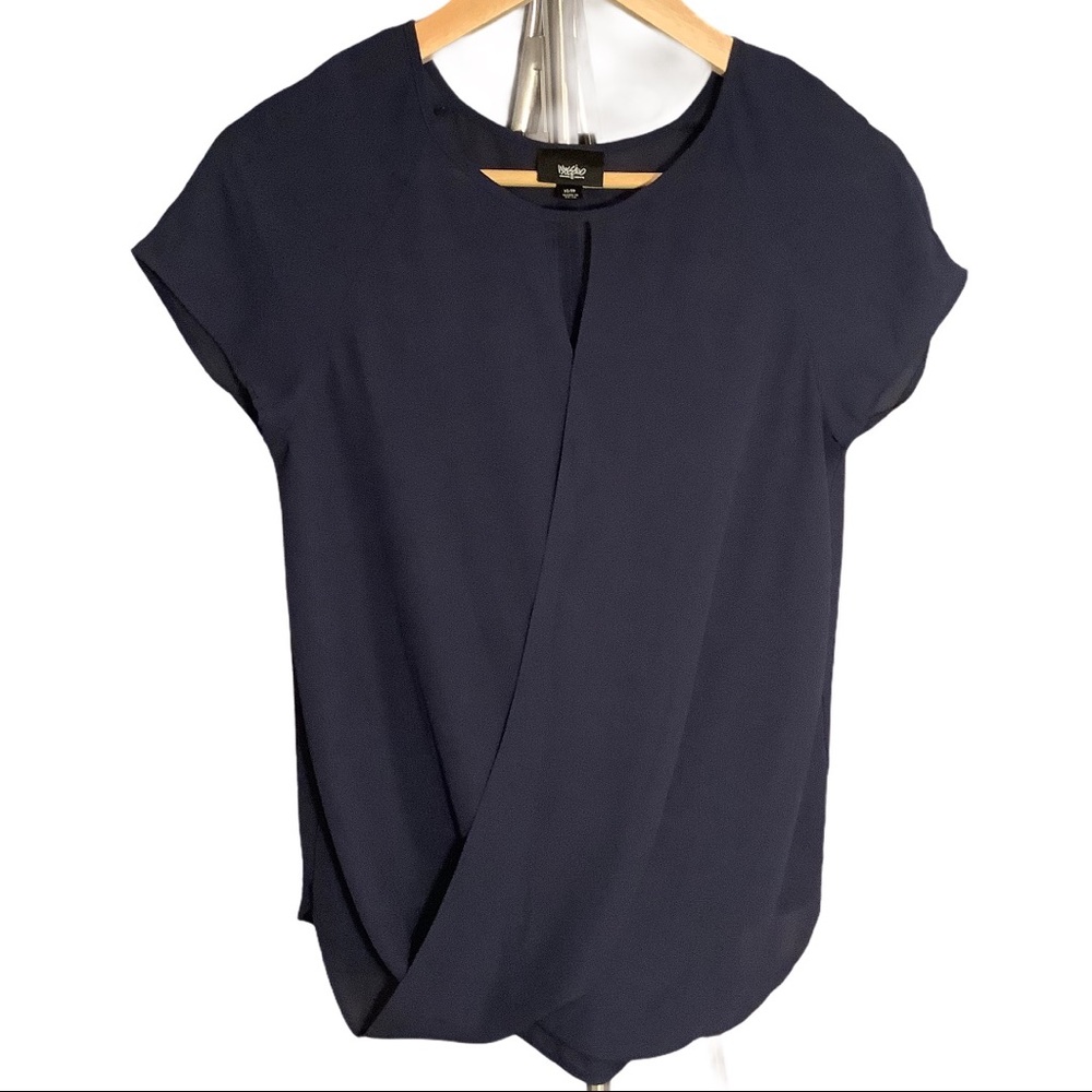 Mossimo Navy Drape Front Blouse XS